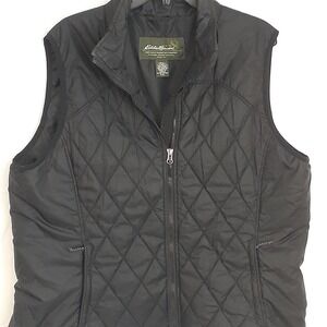 Eddie Bauer Women's Quilted Vest Full Zip Size XXL Black Sleeveless Jacket